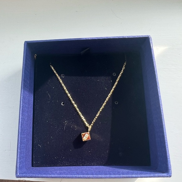 Swarovski Gold Plated Crystal Tarot Magic Dice Necklace NWT - Picture 3 of 5